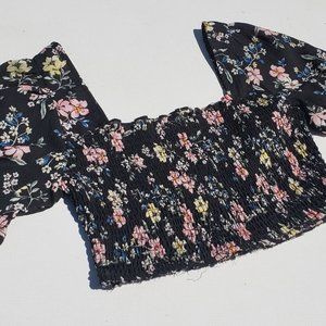 Charmed Hearts Black Floral Cropped Top